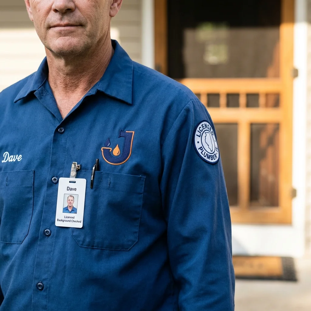 Licensed plumber showing ID badge in Kew Gardens, NY