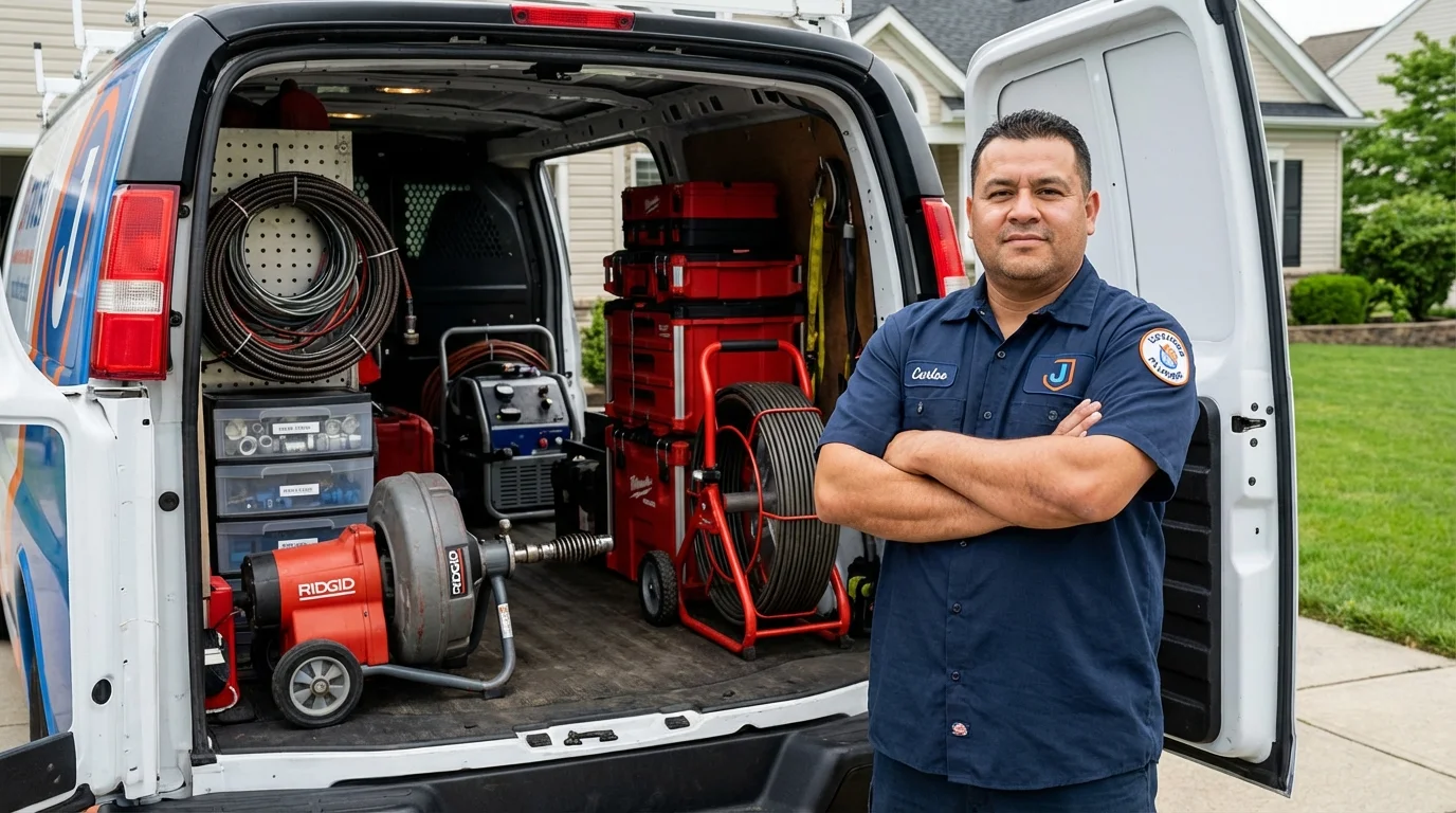Professional drain cleaning equipment and Johns Plumbing LLC plumber in Kew Gardens