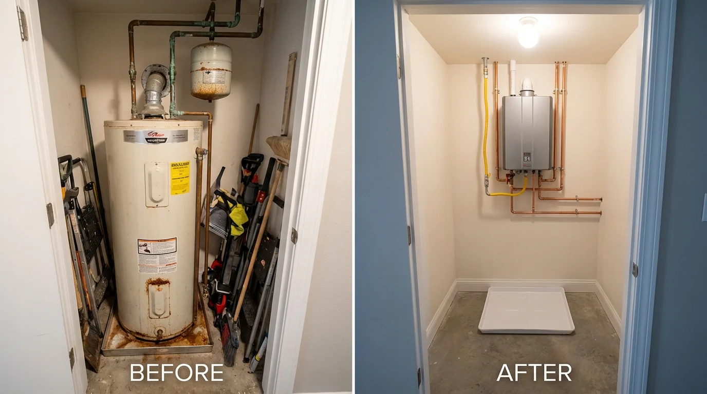 Tank water heater versus wall-mounted tankless unit comparison for Kew Gardens, NY homeowners